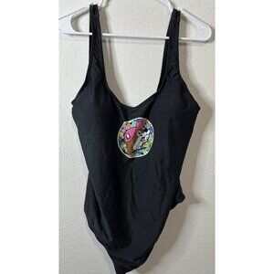 Buc-ee’s Women’s Black One Piece Swim Suit Bucee Logo Floral Size 2XL